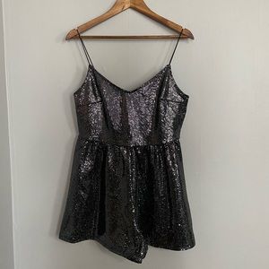 H&M Medium Black Silver Sequin Romper